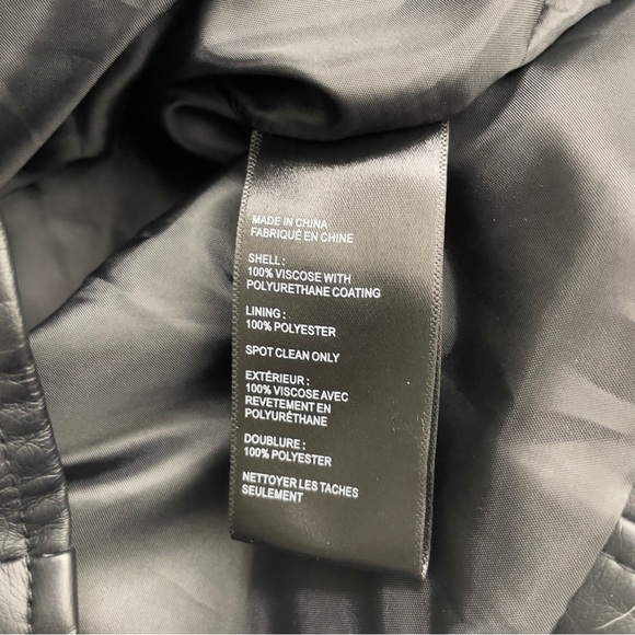 Urban Outfitters Faux Leather Moto Jacket Full Zip Black Belt Motorcycle size M - Picture 8 of 12